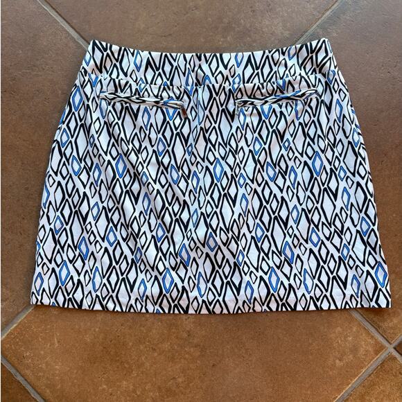 Tail Athletic Skort with Black and Blue Diamond Pattern, Front Zip Pockets sz M - Picture 7 of 8